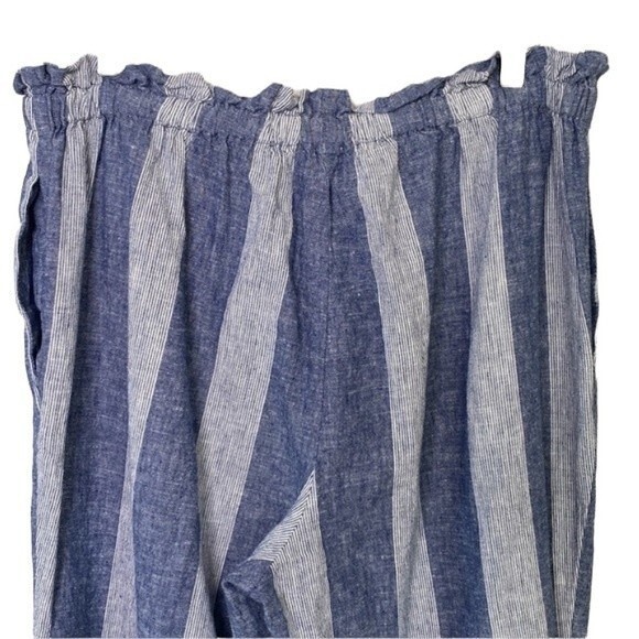 Beachlunchlounge Giavanna Stripe Linen Paper-Bag Tie Waist Pant Pull On Coastal - Picture 7 of 16